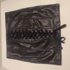 Akira Lux Soft PU Lace Mini Skirt